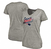 Women New England Patriots Pro Line by Fanatics Branded Super Bowl LI Champions Scripted V Neck T-Shirt Heathered Gray FengYun,baseball caps,new era cap wholesale,wholesale hats